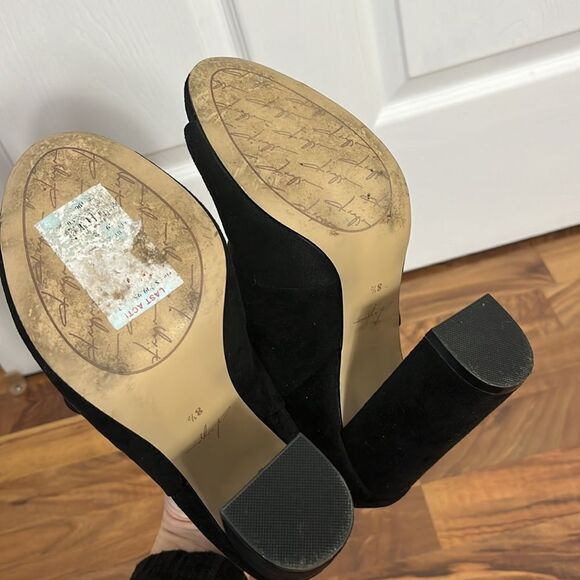 Daya by Zendaya Black Netty Suede Leather Peep Toe Ankle Booties Size 8.5 - Picture 8 of 15